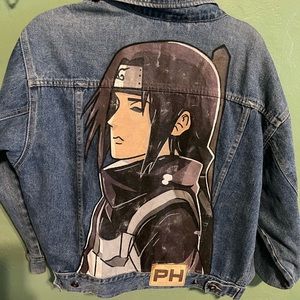 Itachi Uchiha Naturo Hand painted vintage jean jacket
